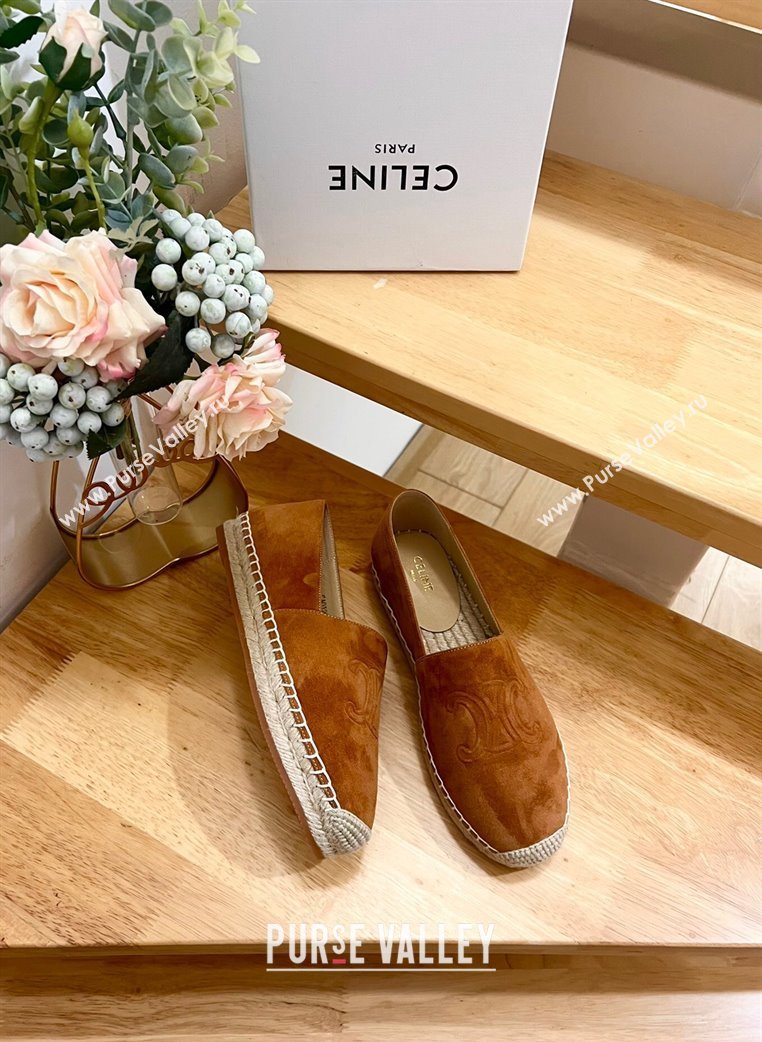 Celine Suede Logo Espadrilles Flats Brown 2024 1223 (KL-241223092)