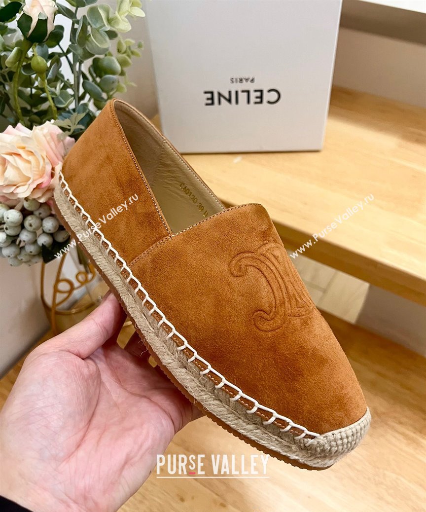 Celine Suede Logo Espadrilles Flats Brown 2024 1223 (KL-241223092)