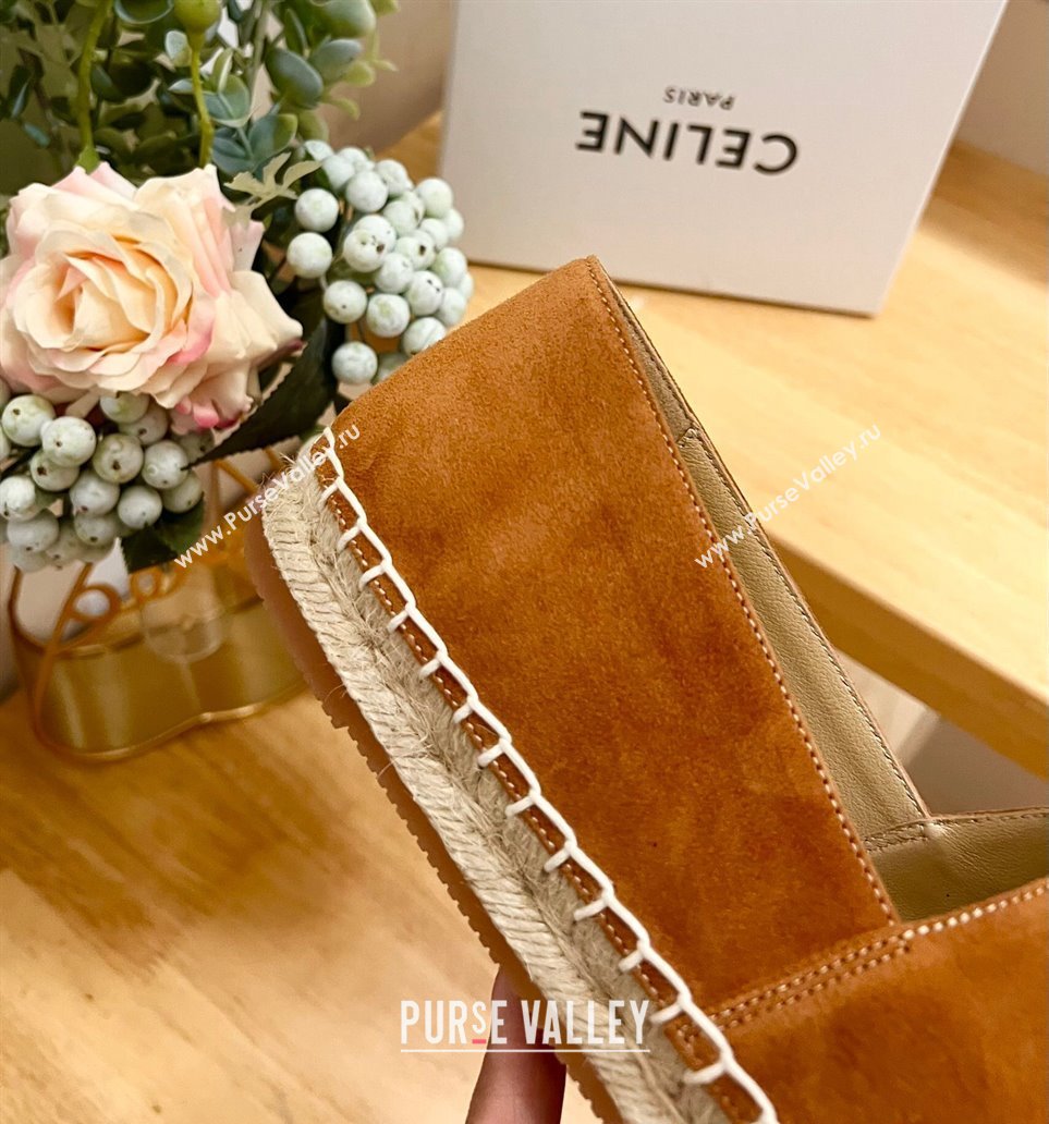 Celine Suede Logo Espadrilles Flats Brown 2024 1223 (KL-241223092)