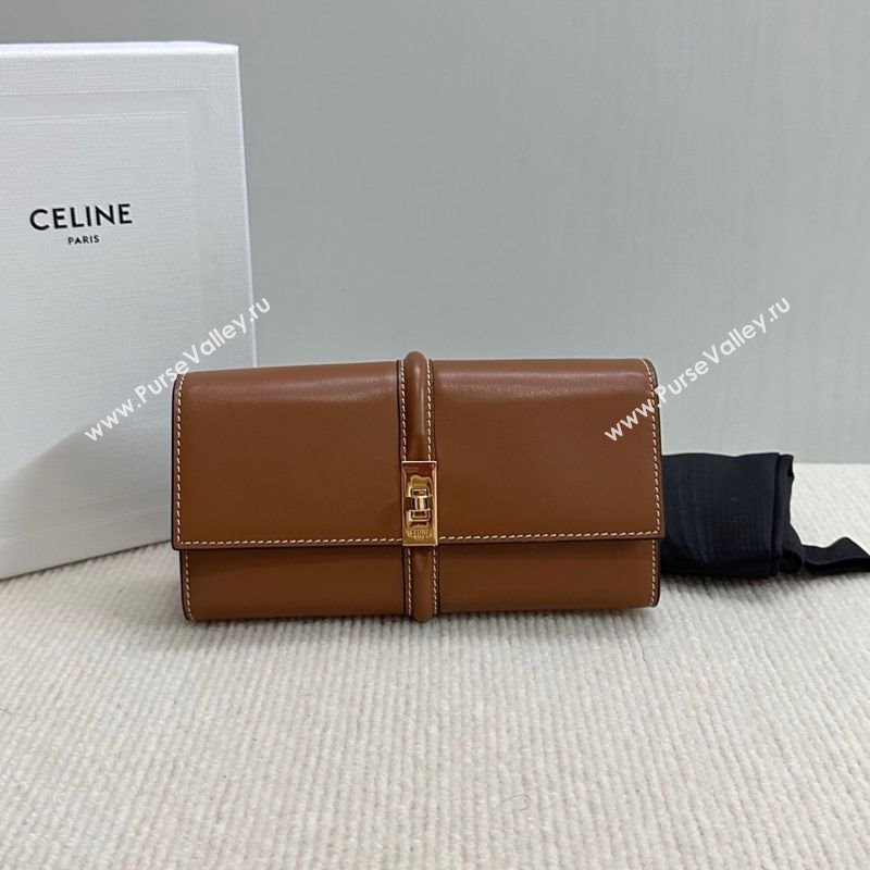 Celine Large Wallet 16 in Satinated Calfskin Brown 2025 10M033 (BL-250210056)
