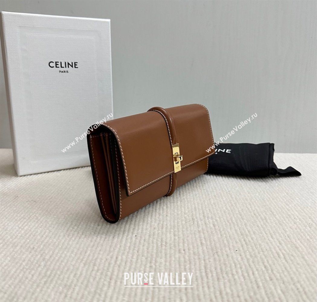 Celine Large Wallet 16 in Satinated Calfskin Brown 2025 10M033 (BL-250210056)