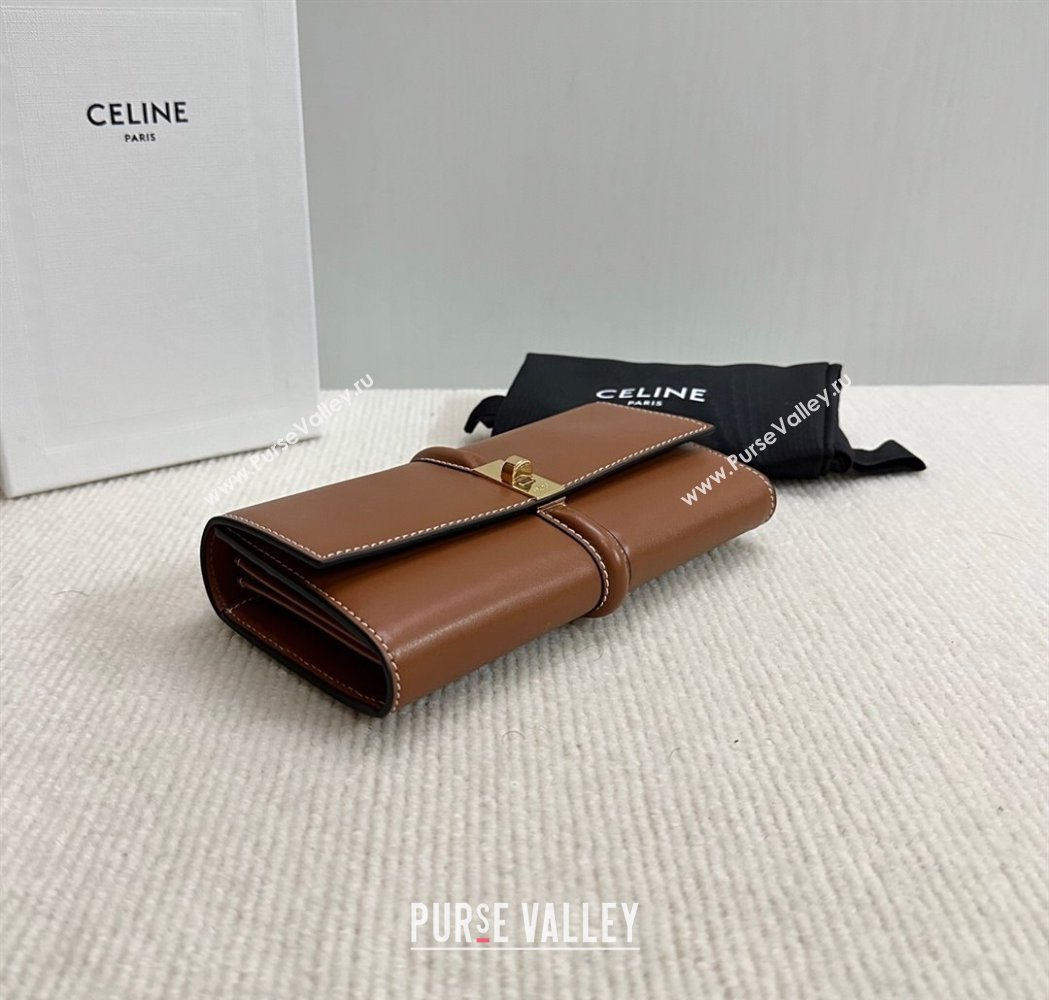 Celine Large Wallet 16 in Satinated Calfskin Brown 2025 10M033 (BL-250210056)