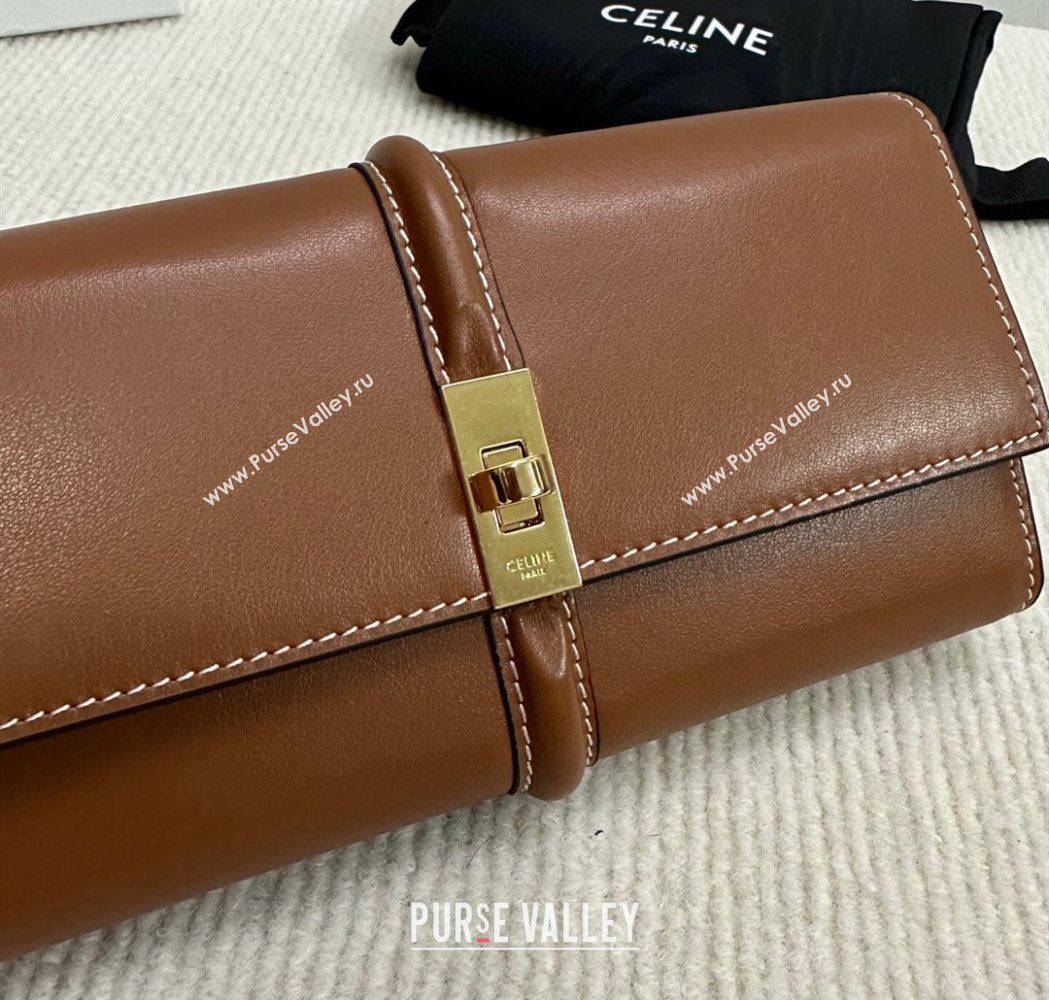 Celine Large Wallet 16 in Satinated Calfskin Brown 2025 10M033 (BL-250210056)
