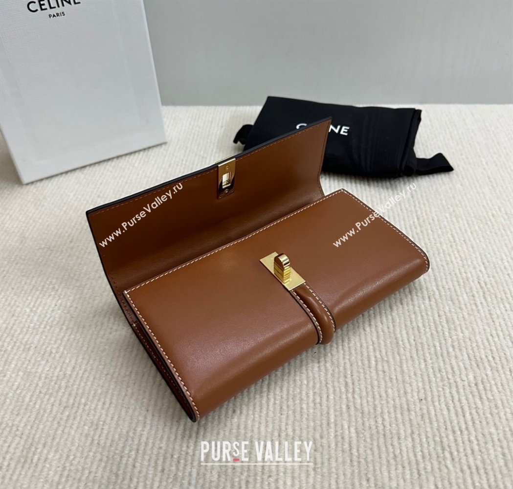 Celine Large Wallet 16 in Satinated Calfskin Brown 2025 10M033 (BL-250210056)