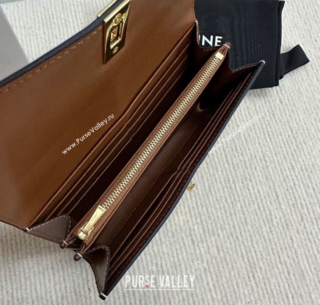 Celine Large Wallet 16 in Satinated Calfskin Brown 2025 10M033 (BL-250210056)
