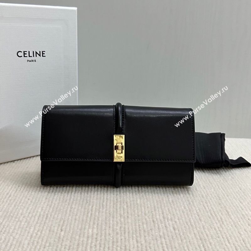 Celine Large Wallet 16 in Satinated Calfskin Black 2025 10M033 (BL-250210057)
