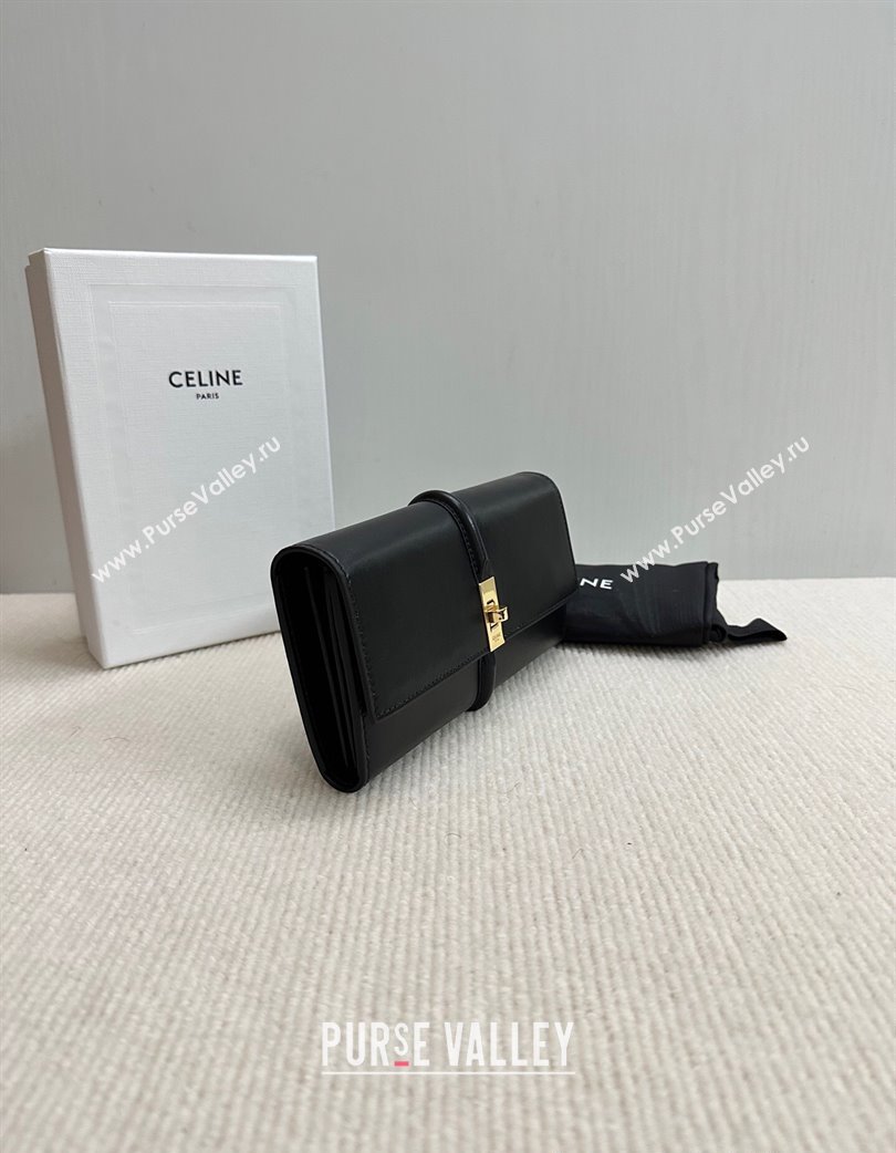 Celine Large Wallet 16 in Satinated Calfskin Black 2025 10M033 (BL-250210057)