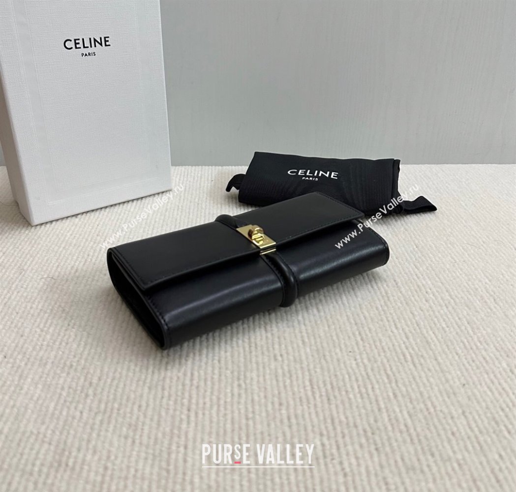 Celine Large Wallet 16 in Satinated Calfskin Black 2025 10M033 (BL-250210057)