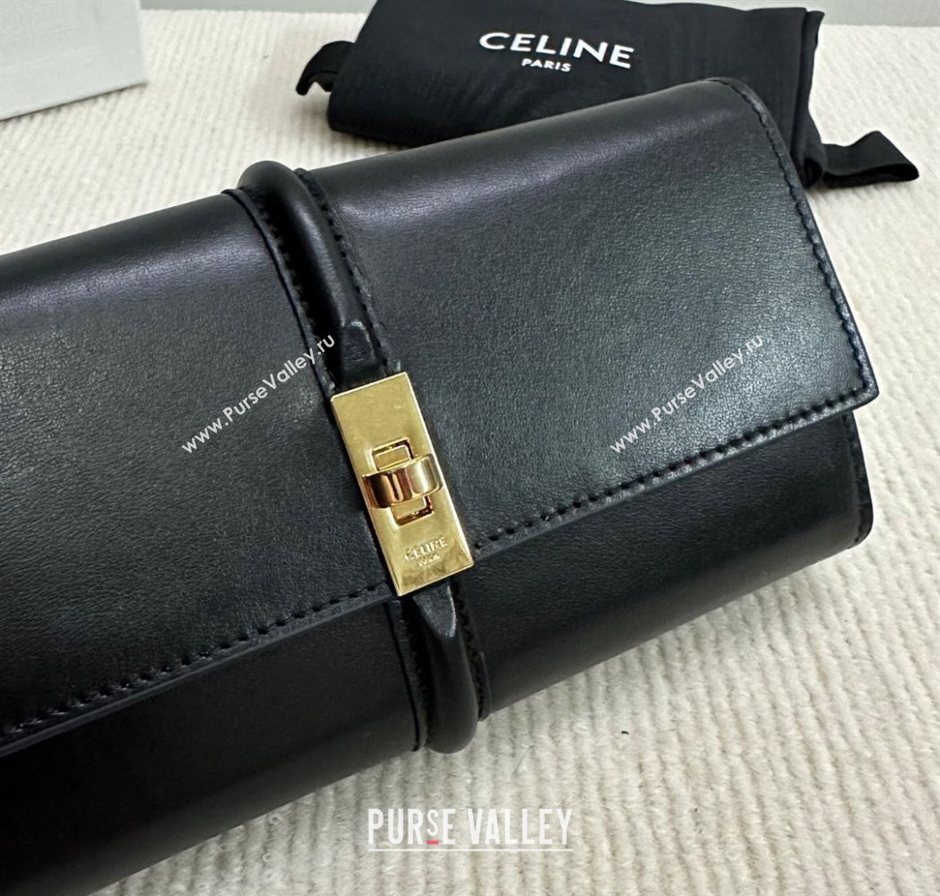 Celine Large Wallet 16 in Satinated Calfskin Black 2025 10M033 (BL-250210057)