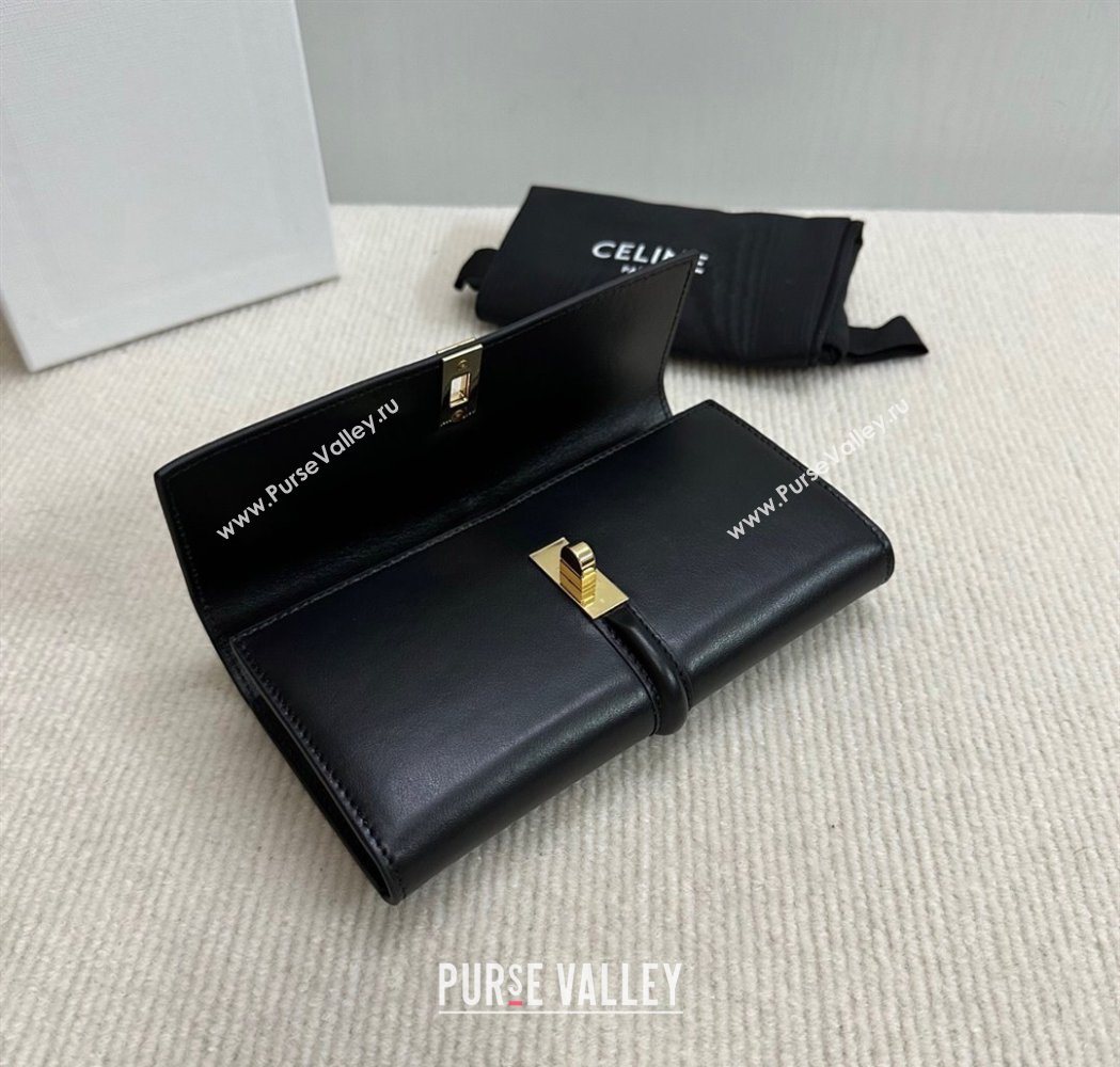 Celine Large Wallet 16 in Satinated Calfskin Black 2025 10M033 (BL-250210057)