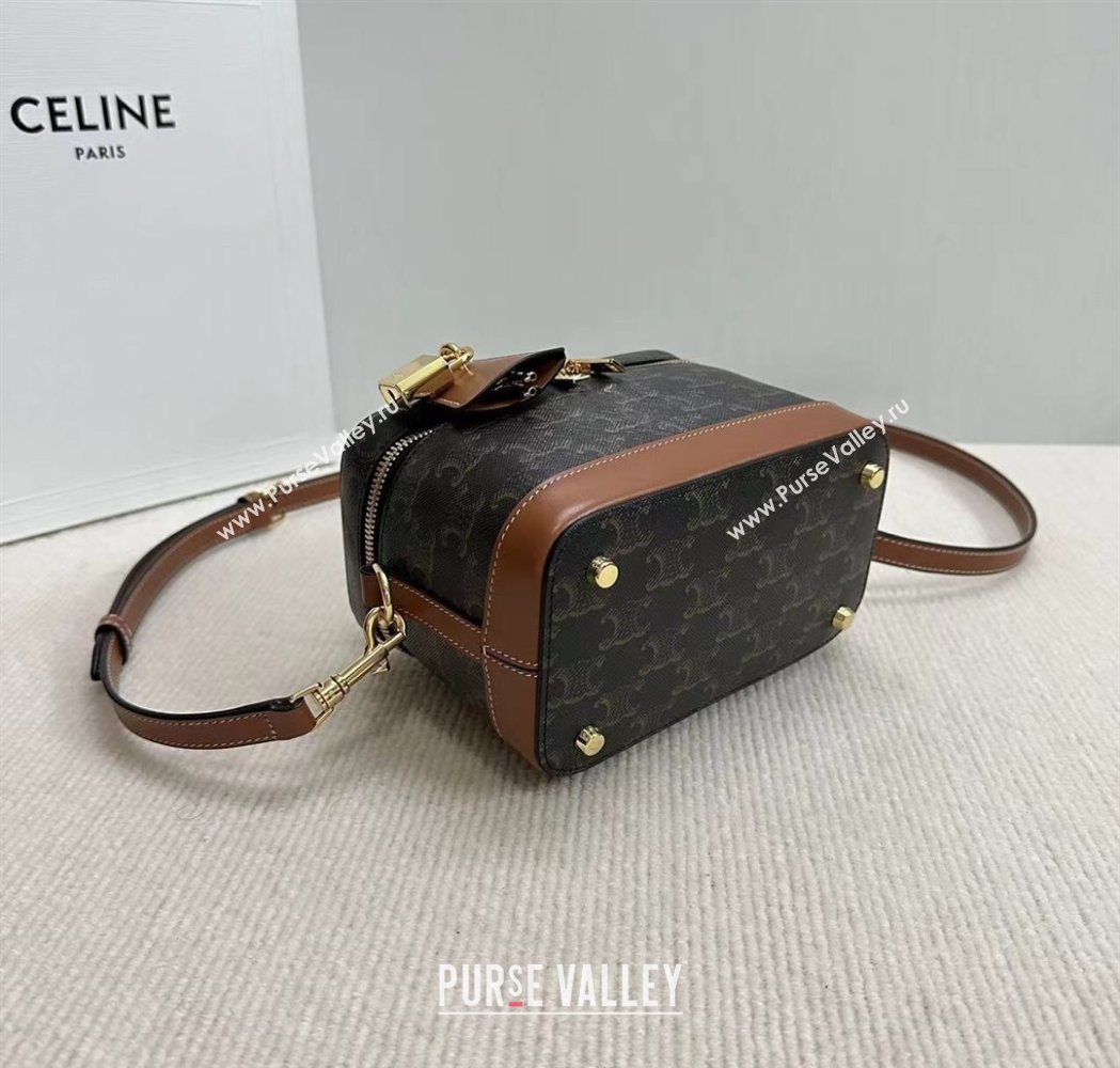 Celine Vanity Bag in Triomphe Canvas Calfskin Brown 2025 119463 (BL-250210051)