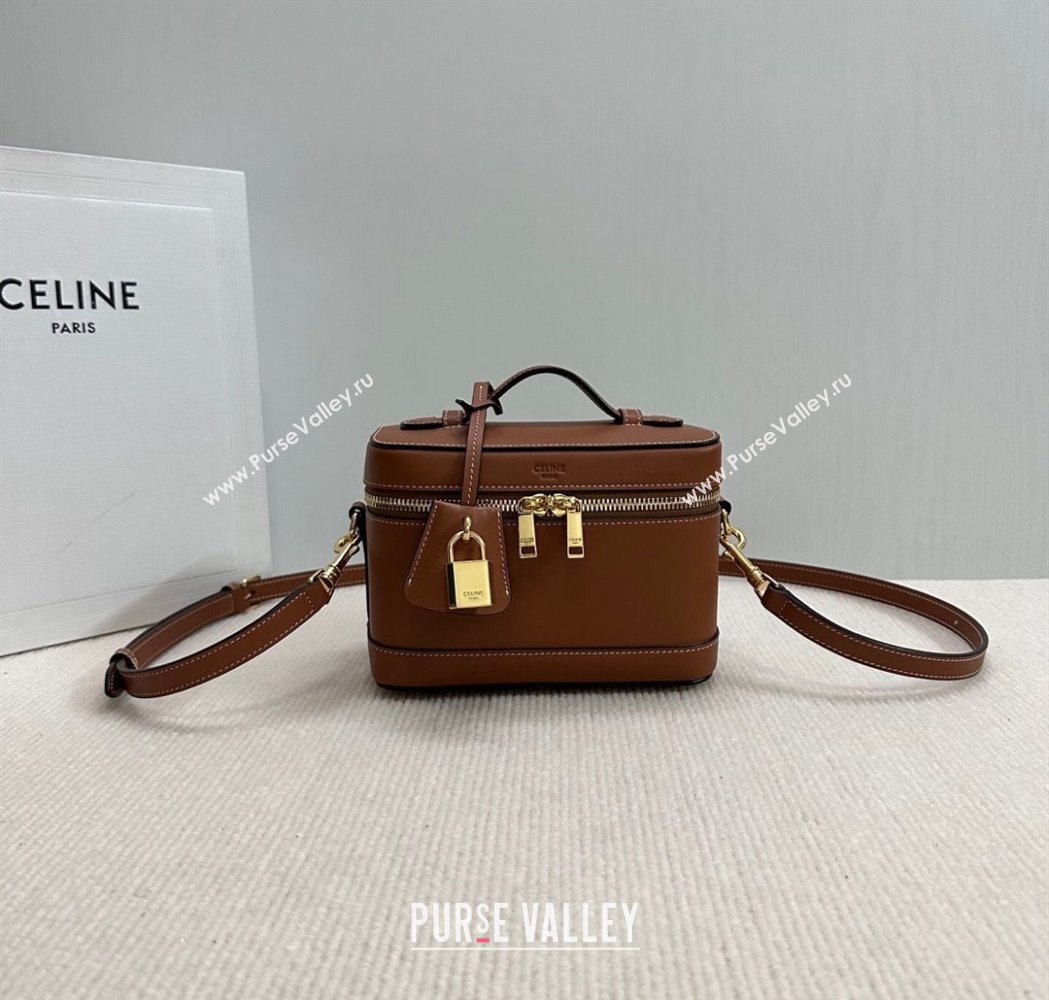 Celine Vanity Bag in Natural Calfskin Tan Brown 2025 119463 (BL-250210052)