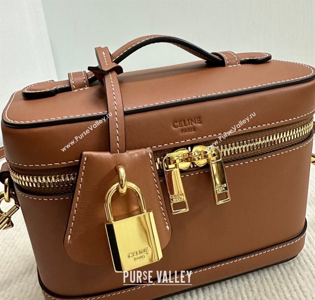 Celine Vanity Bag in Natural Calfskin Tan Brown 2025 119463 (BL-250210052)