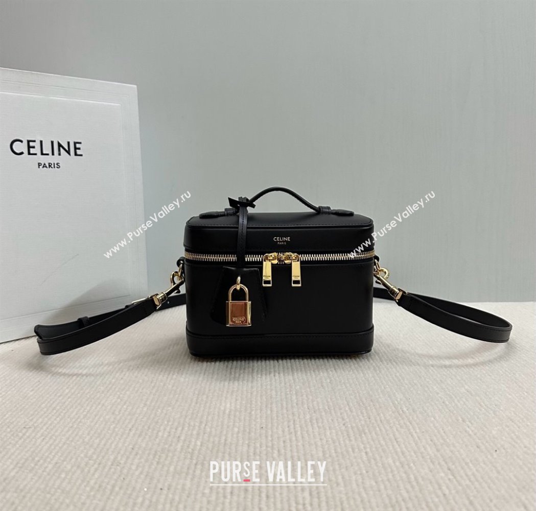 Celine Vanity Bag in Natural Calfskin Black 2025 119463 (BL-250210053)