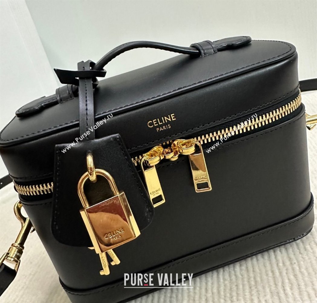Celine Vanity Bag in Natural Calfskin Black 2025 119463 (BL-250210053)