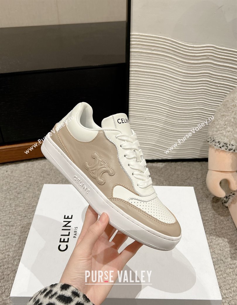 Celine Block Low-top Sneakers with Triomphe in Calfskin Beige 2025 (SS-250220016)