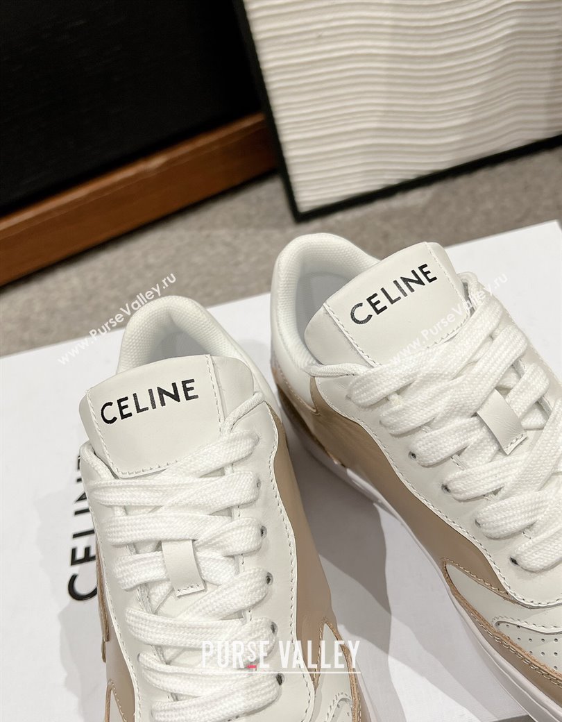 Celine Block Low-top Sneakers with Triomphe in Calfskin Beige 2025 (SS-250220016)