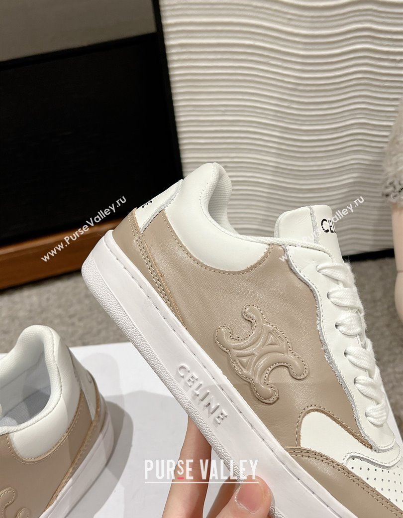 Celine Block Low-top Sneakers with Triomphe in Calfskin Beige 2025 (SS-250220016)