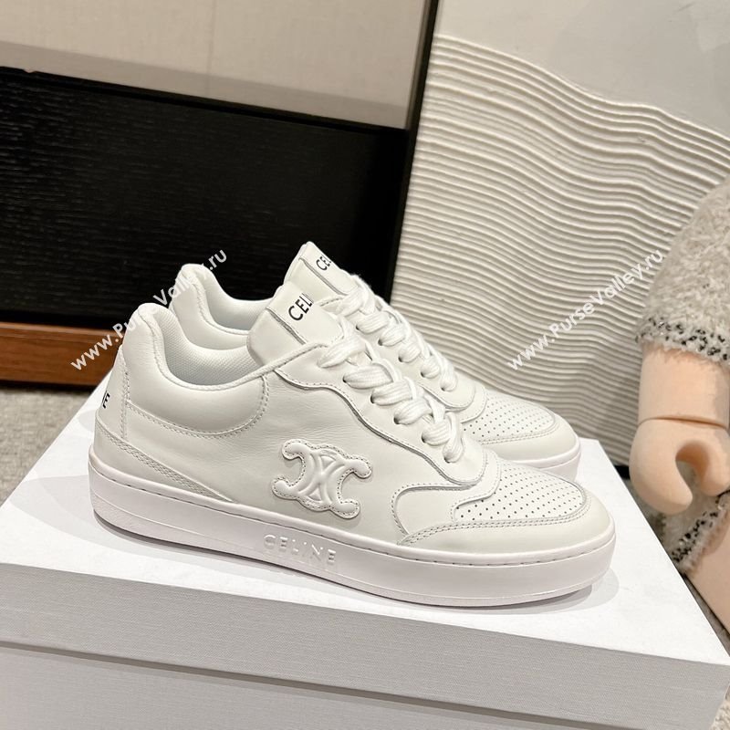 Celine Block Low-top Sneakers with Triomphe in Calfskin Optic White 2025 (SS-250220017)