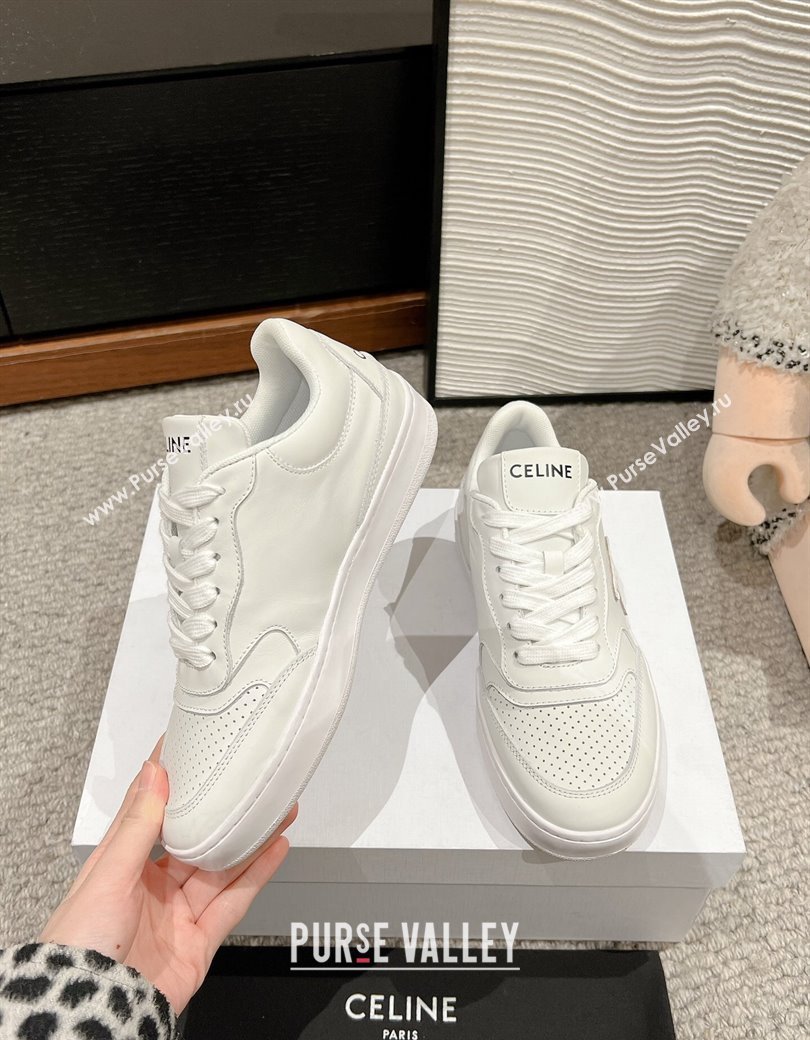 Celine Block Low-top Sneakers with Triomphe in Calfskin Optic White 2025 (SS-250220017)