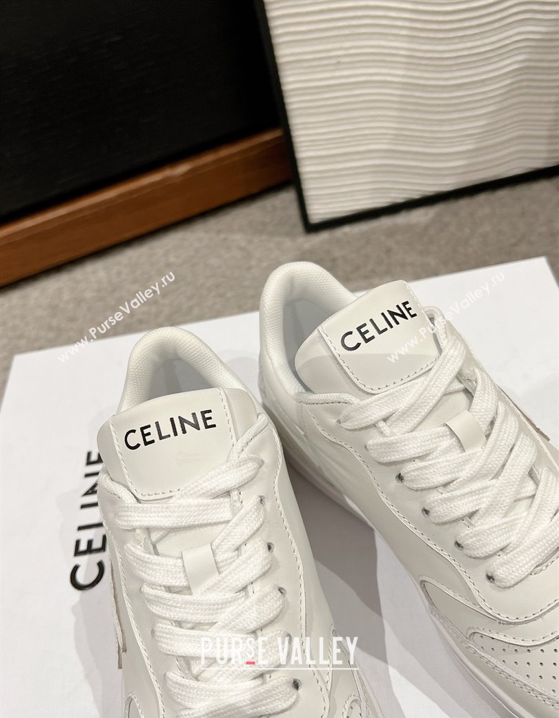 Celine Block Low-top Sneakers with Triomphe in Calfskin Optic White 2025 (SS-250220017)