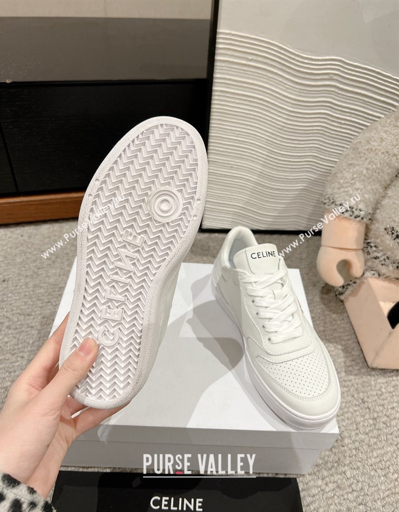 Celine Block Low-top Sneakers with Triomphe in Calfskin Optic White 2025 (SS-250220017)