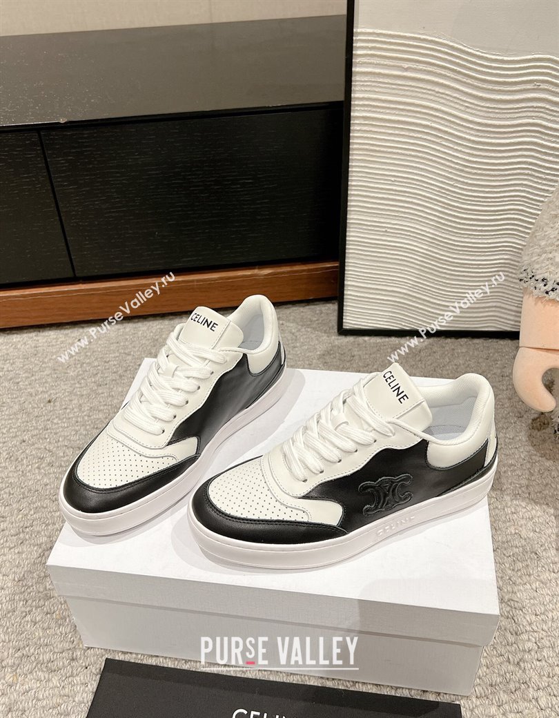 Celine Block Low-top Sneakers with Triomphe in Calfskin White/Black 2025 (SS-250220018)