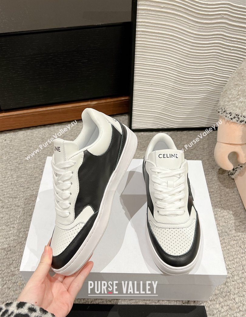 Celine Block Low-top Sneakers with Triomphe in Calfskin White/Black 2025 (SS-250220018)