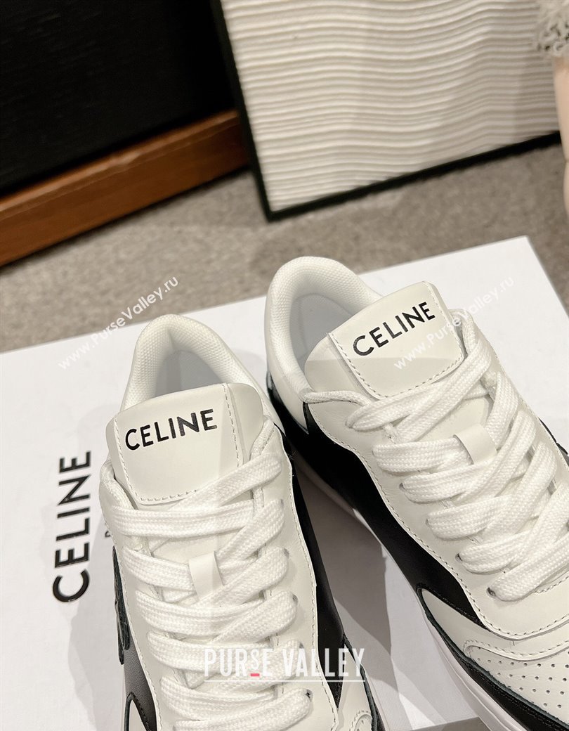 Celine Block Low-top Sneakers with Triomphe in Calfskin White/Black 2025 (SS-250220018)