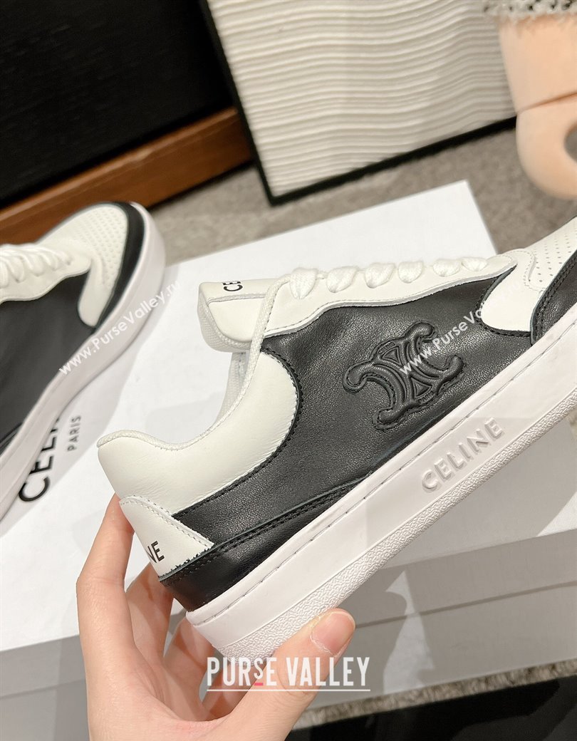 Celine Block Low-top Sneakers with Triomphe in Calfskin White/Black 2025 (SS-250220018)