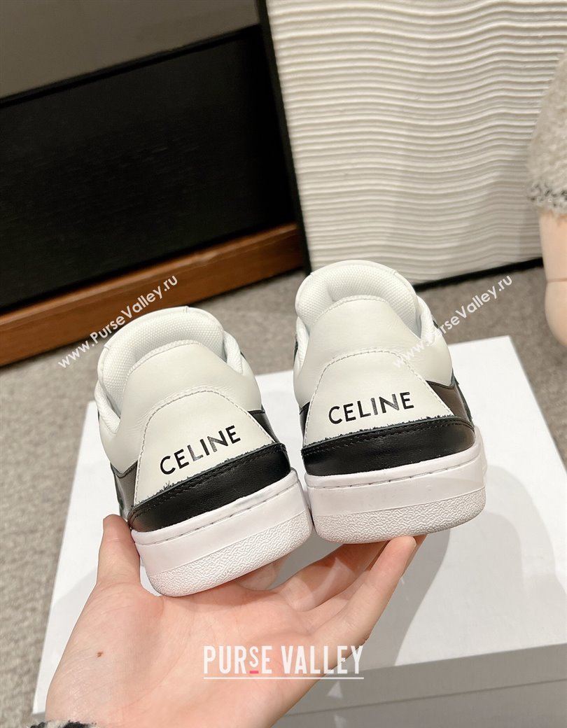 Celine Block Low-top Sneakers with Triomphe in Calfskin White/Black 2025 (SS-250220018)