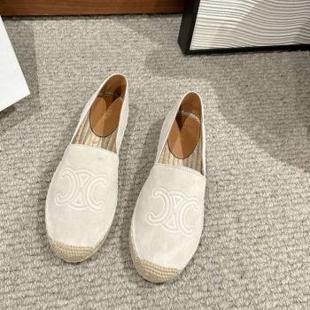Celine Espadrilles Flats with Triomphe in Suede Light Grey 2025 0220 (SS-250220019)