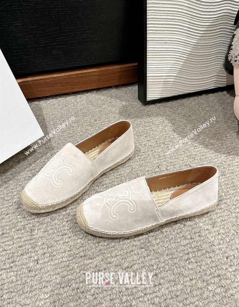 Celine Espadrilles Flats with Triomphe in Suede Light Grey 2025 0220 (SS-250220019)