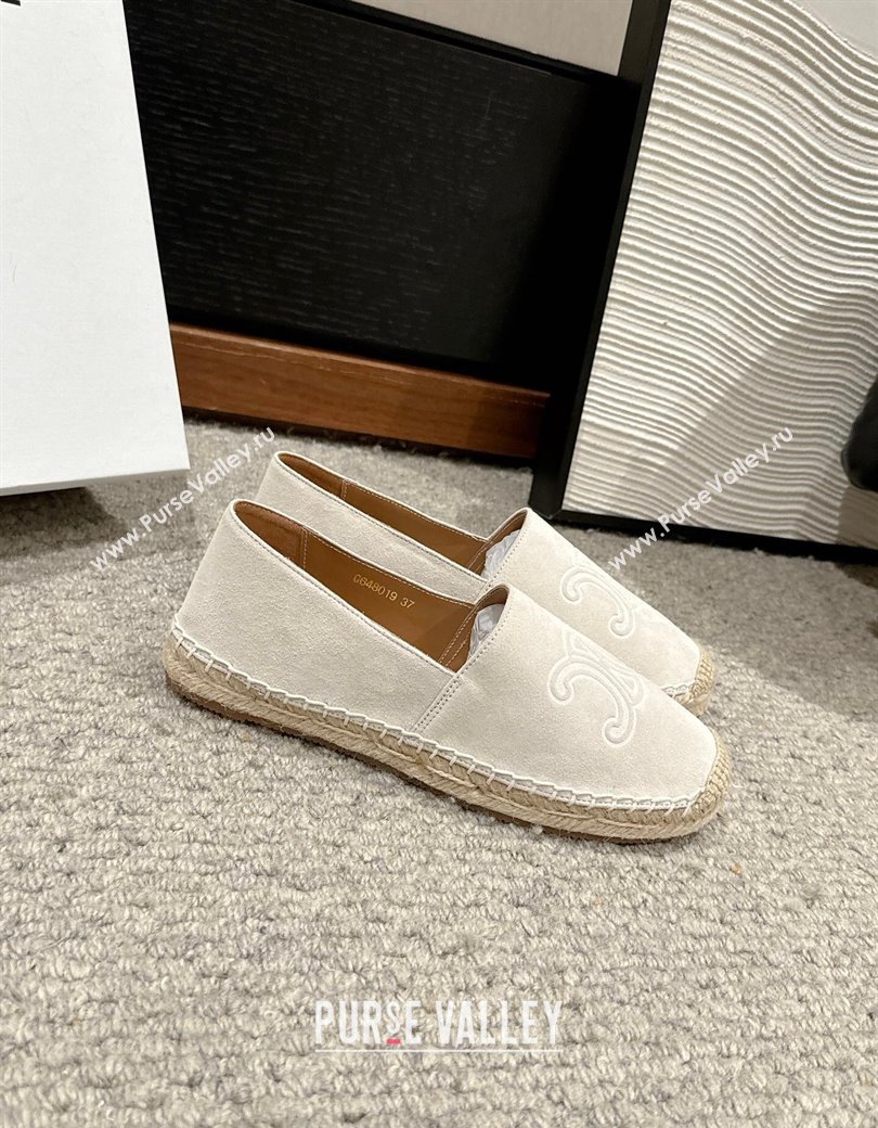Celine Espadrilles Flats with Triomphe in Suede Light Grey 2025 0220 (SS-250220019)