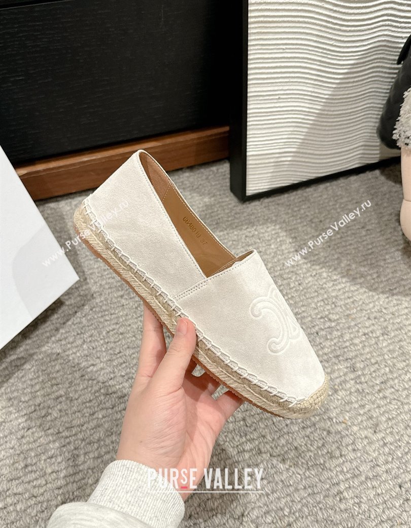 Celine Espadrilles Flats with Triomphe in Suede Light Grey 2025 0220 (SS-250220019)