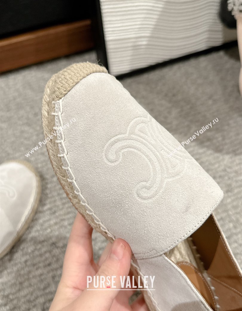 Celine Espadrilles Flats with Triomphe in Suede Light Grey 2025 0220 (SS-250220019)