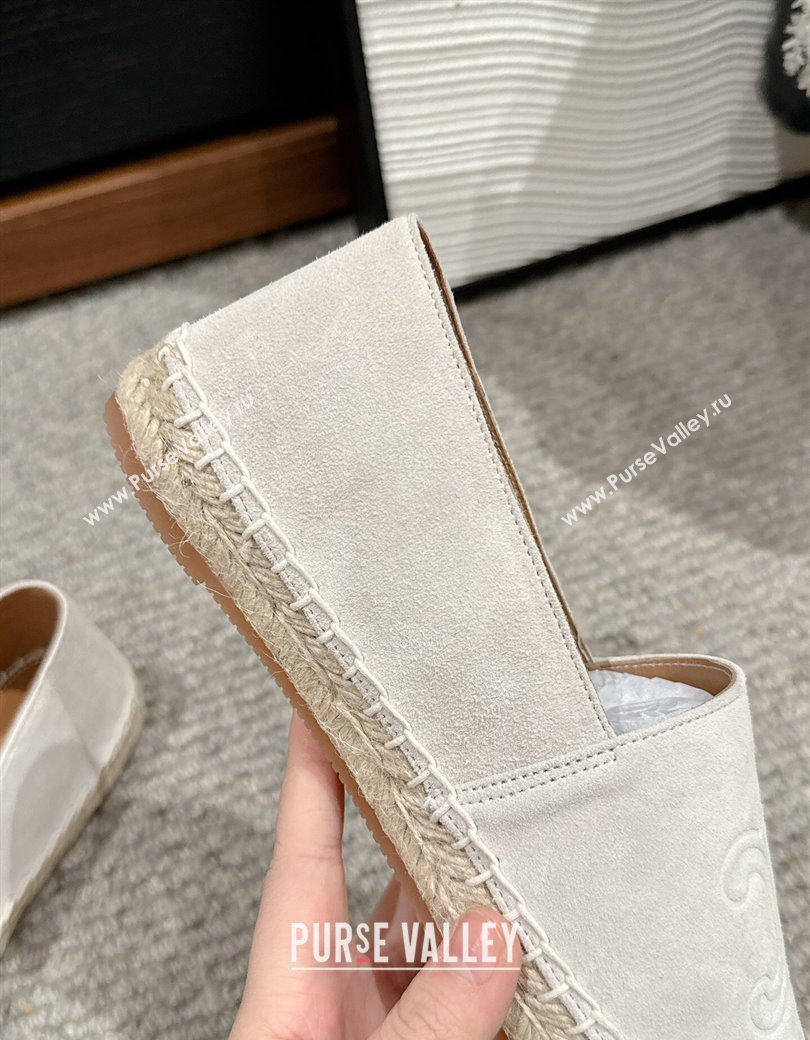 Celine Espadrilles Flats with Triomphe in Suede Light Grey 2025 0220 (SS-250220019)