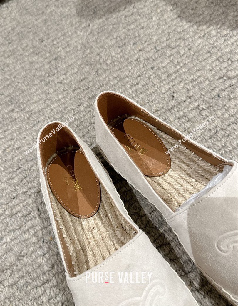 Celine Espadrilles Flats with Triomphe in Suede Light Grey 2025 0220 (SS-250220019)
