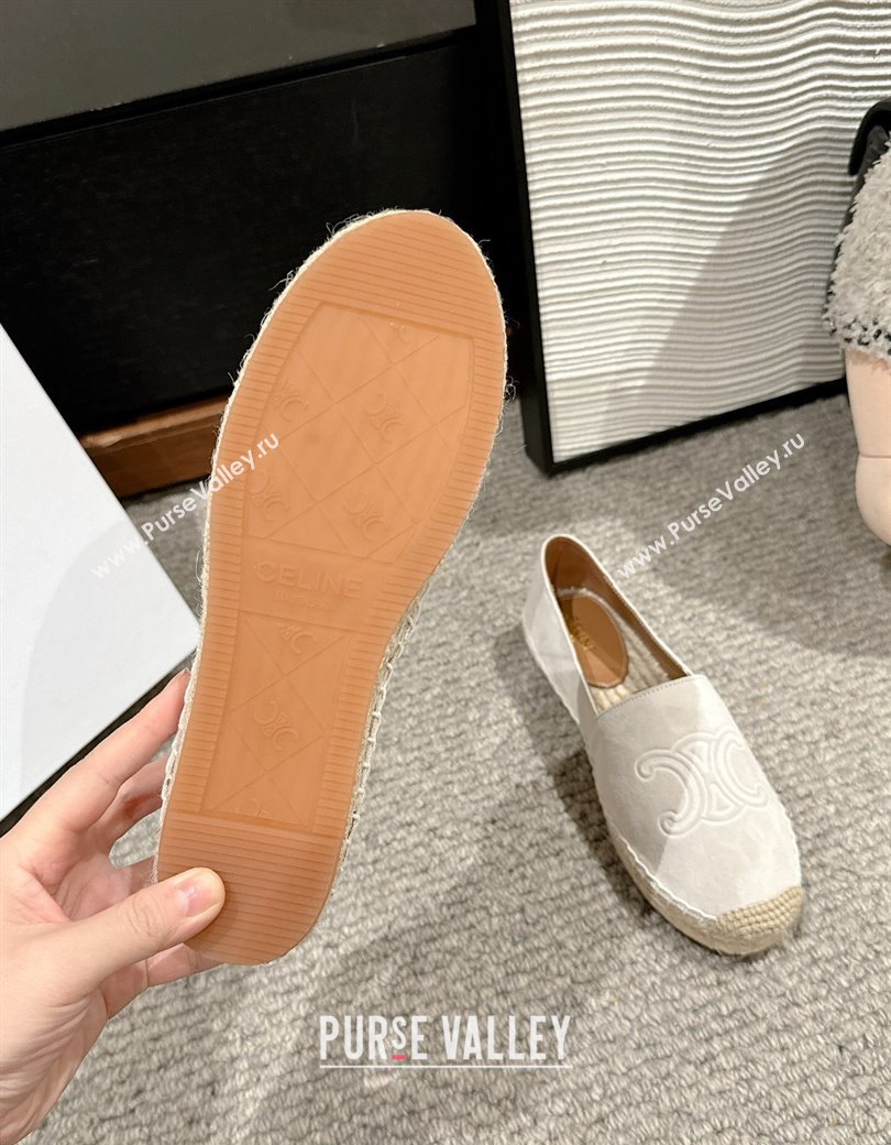 Celine Espadrilles Flats with Triomphe in Suede Light Grey 2025 0220 (SS-250220019)