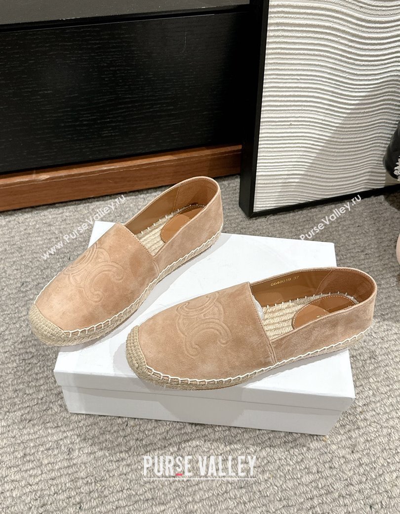 Celine Espadrilles Flats with Triomphe in Suede Beige 2025 0220 (SS-250220020)