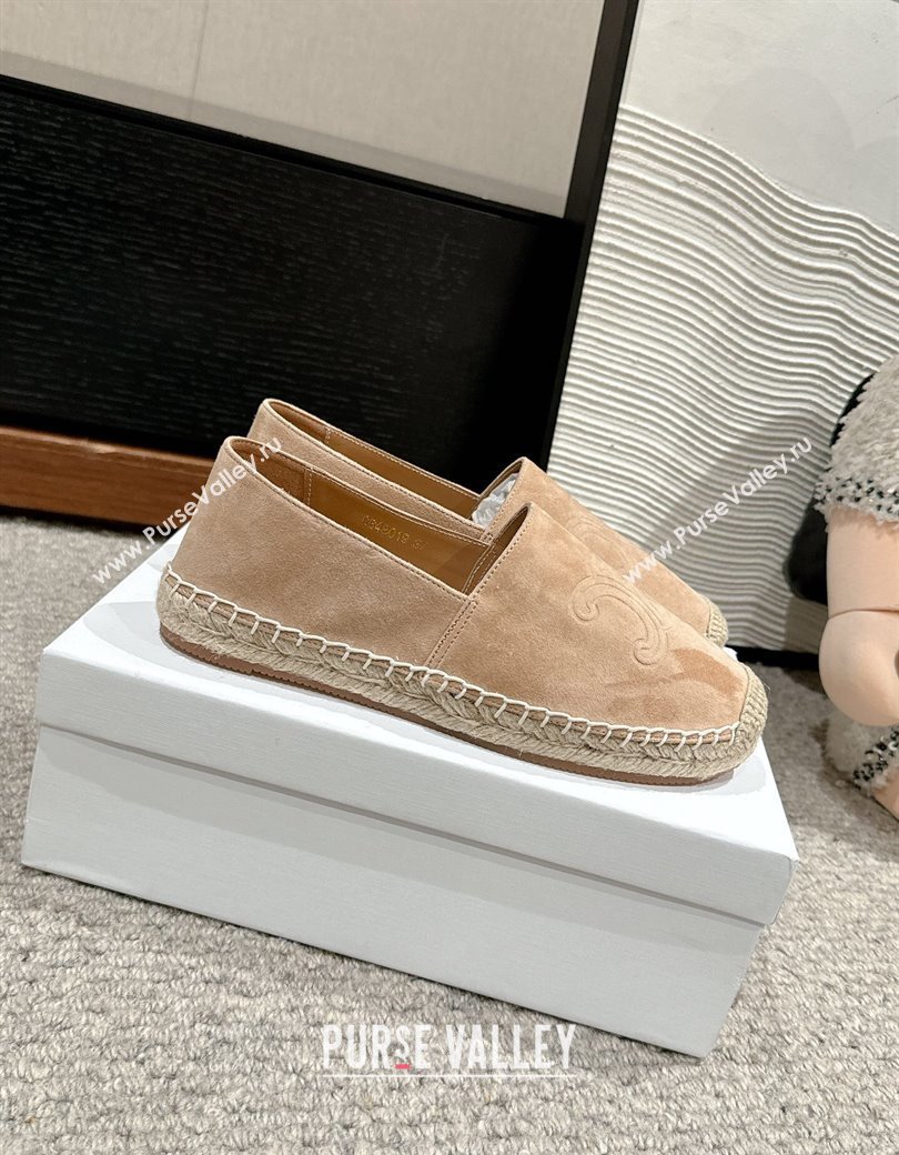 Celine Espadrilles Flats with Triomphe in Suede Beige 2025 0220 (SS-250220020)