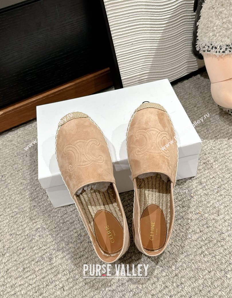 Celine Espadrilles Flats with Triomphe in Suede Beige 2025 0220 (SS-250220020)