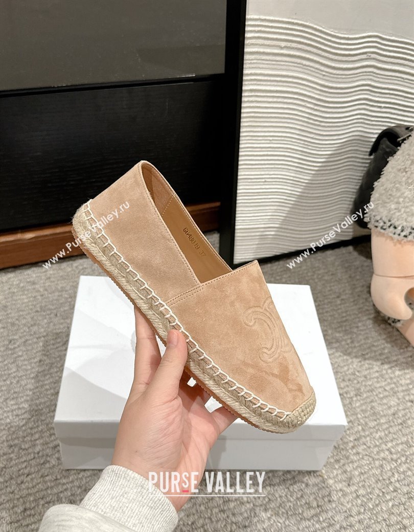 Celine Espadrilles Flats with Triomphe in Suede Beige 2025 0220 (SS-250220020)