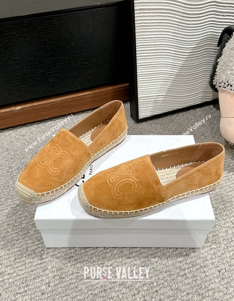 Celine Espadrilles Flats with Triomphe in Suede Apricot 2025 0220 (SS-250220021)