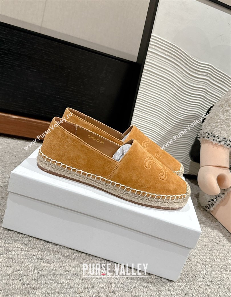 Celine Espadrilles Flats with Triomphe in Suede Apricot 2025 0220 (SS-250220021)