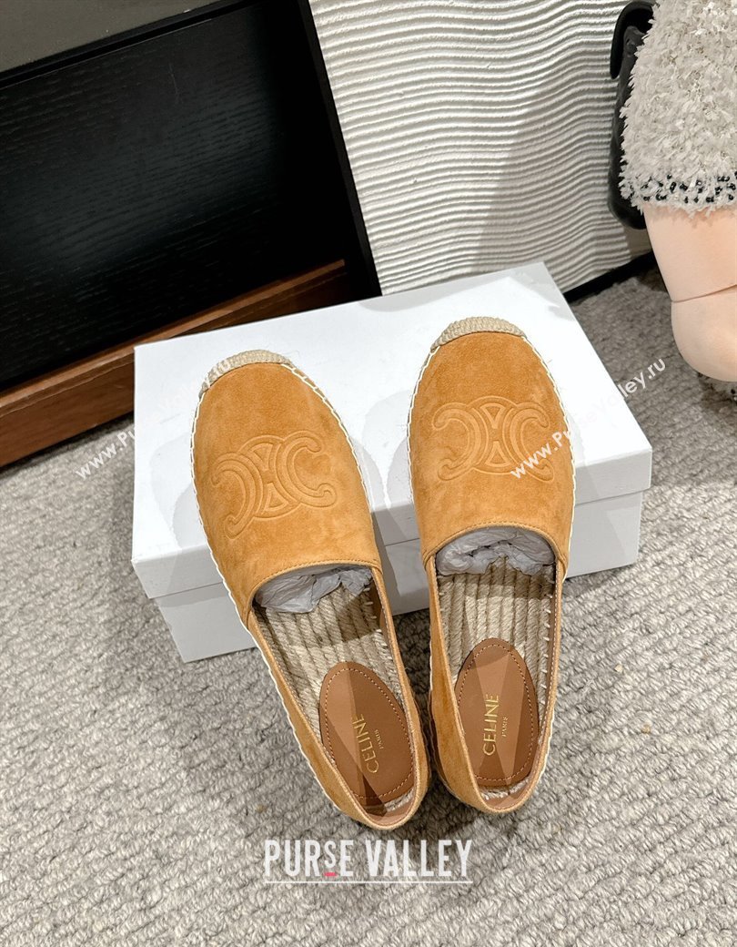 Celine Espadrilles Flats with Triomphe in Suede Apricot 2025 0220 (SS-250220021)