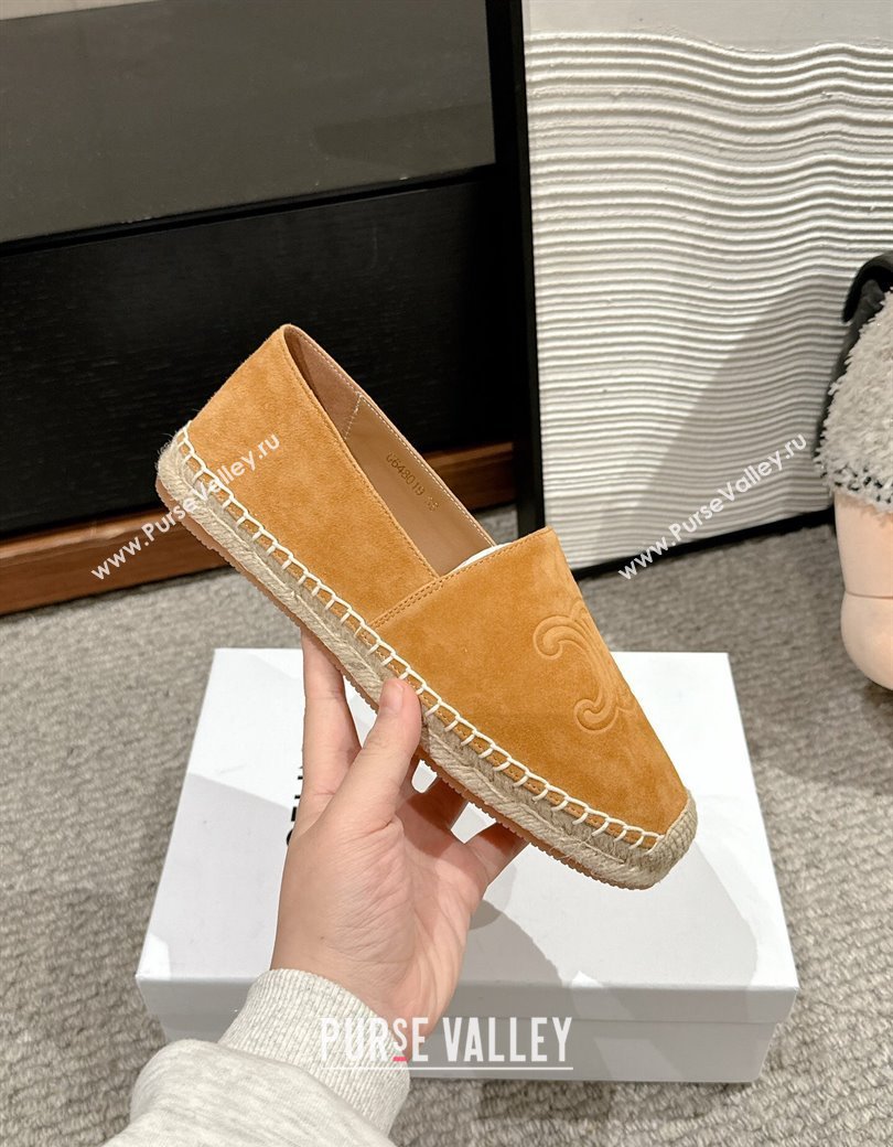 Celine Espadrilles Flats with Triomphe in Suede Apricot 2025 0220 (SS-250220021)