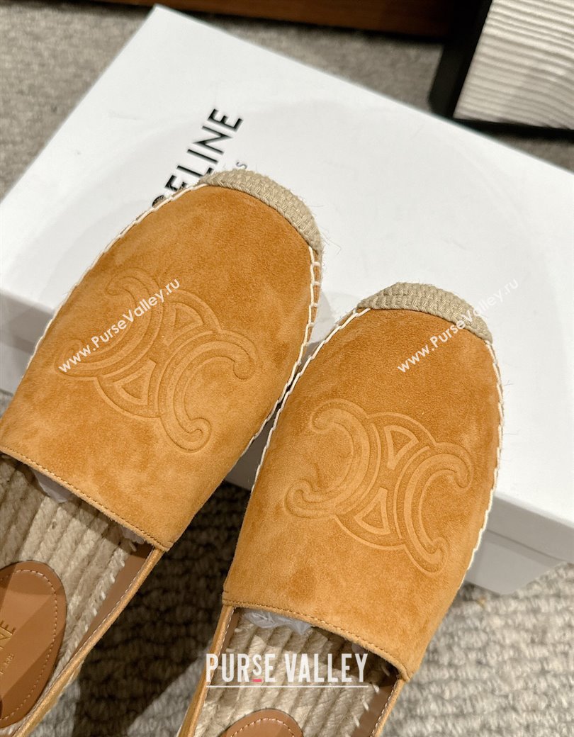 Celine Espadrilles Flats with Triomphe in Suede Apricot 2025 0220 (SS-250220021)