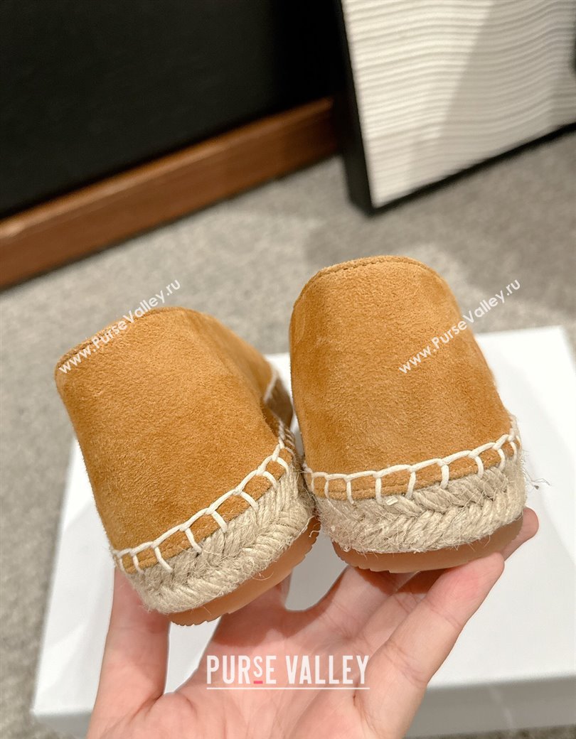 Celine Espadrilles Flats with Triomphe in Suede Apricot 2025 0220 (SS-250220021)
