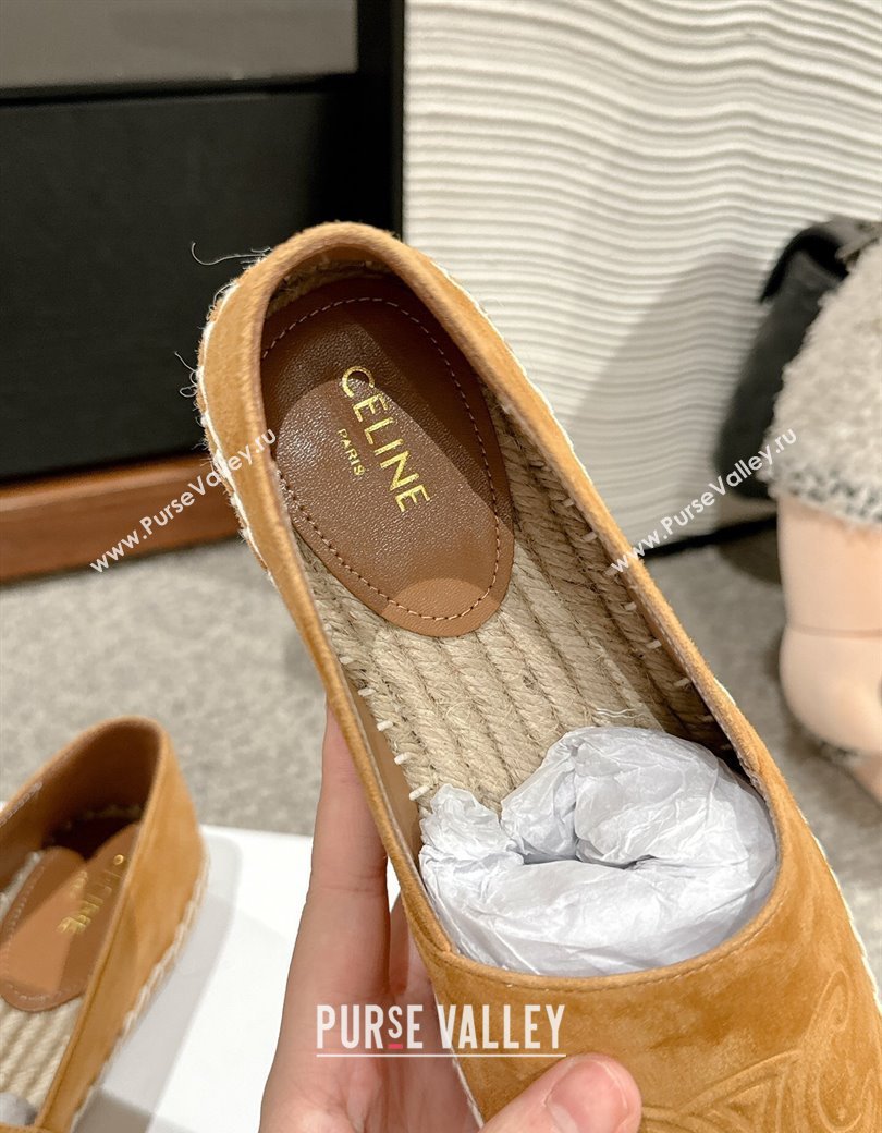 Celine Espadrilles Flats with Triomphe in Suede Apricot 2025 0220 (SS-250220021)